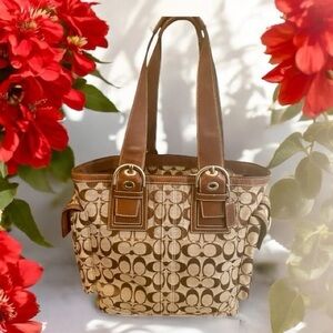 Coach 2006 Signature Tote Bag 10079 with Pockets Nearly Vintage